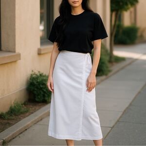 Emerson Lang Wms Sz XL Grey Silky Double Lined Side Slit Long Skirt